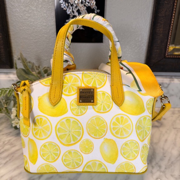 Dooney & Bourke Yellow Lemon Print Satchel EUC - Picture 2 of 5